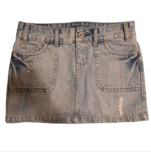 American Eagle Distressed Jean Mini Skirt